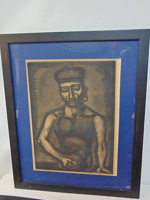 Early print, Georges Rouault, "Jean Francois ne Chante Alleluia", 23.5" by 17.5" (matting), framed (1 of 4)