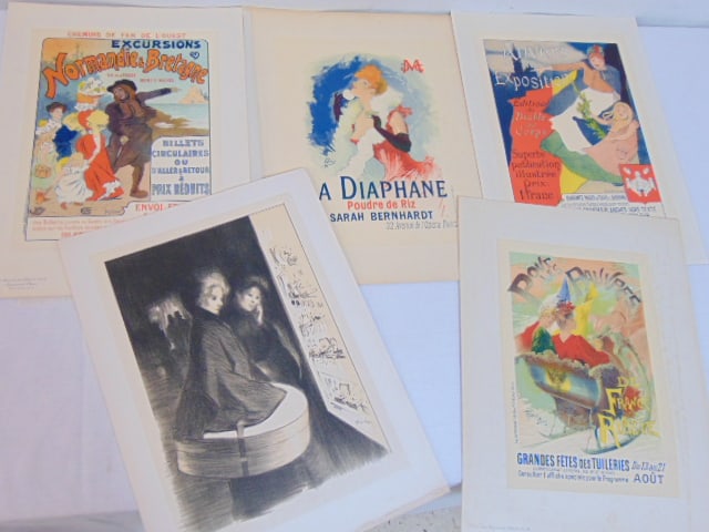 5 French prints, Les Maitres de L'Affiche, each print is 15.5" by 11.5", unframed (1 of 8)