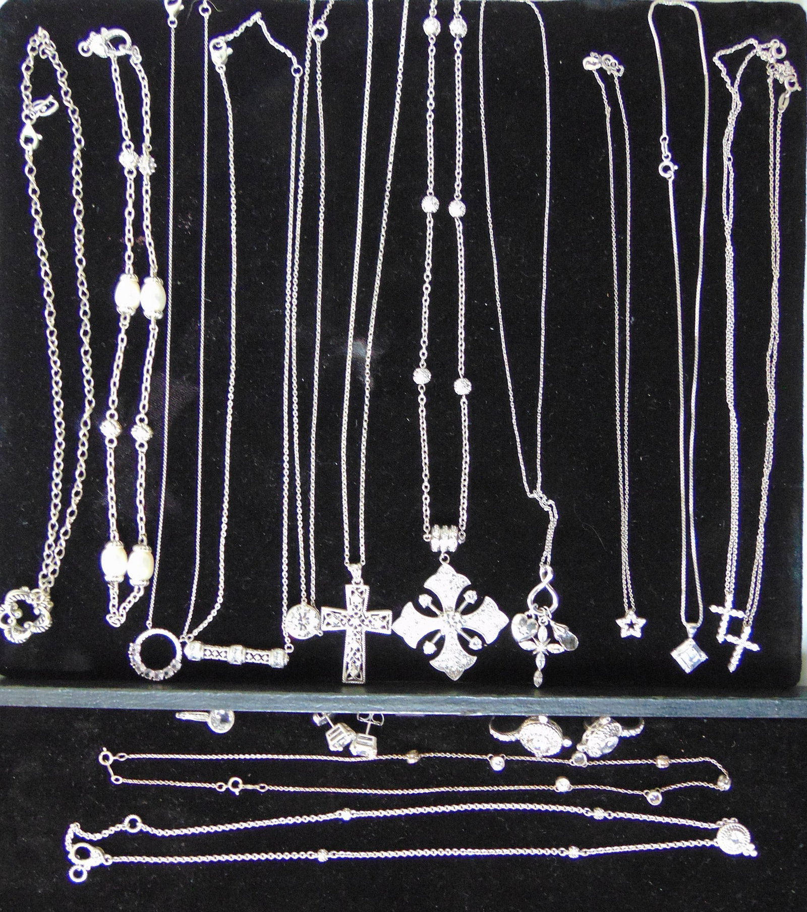 Sterling jewelry lot to include Judith Ripka cz & other cz sterling pieces, 14 necklaces w/ CZ, 2 (1 of 11)
