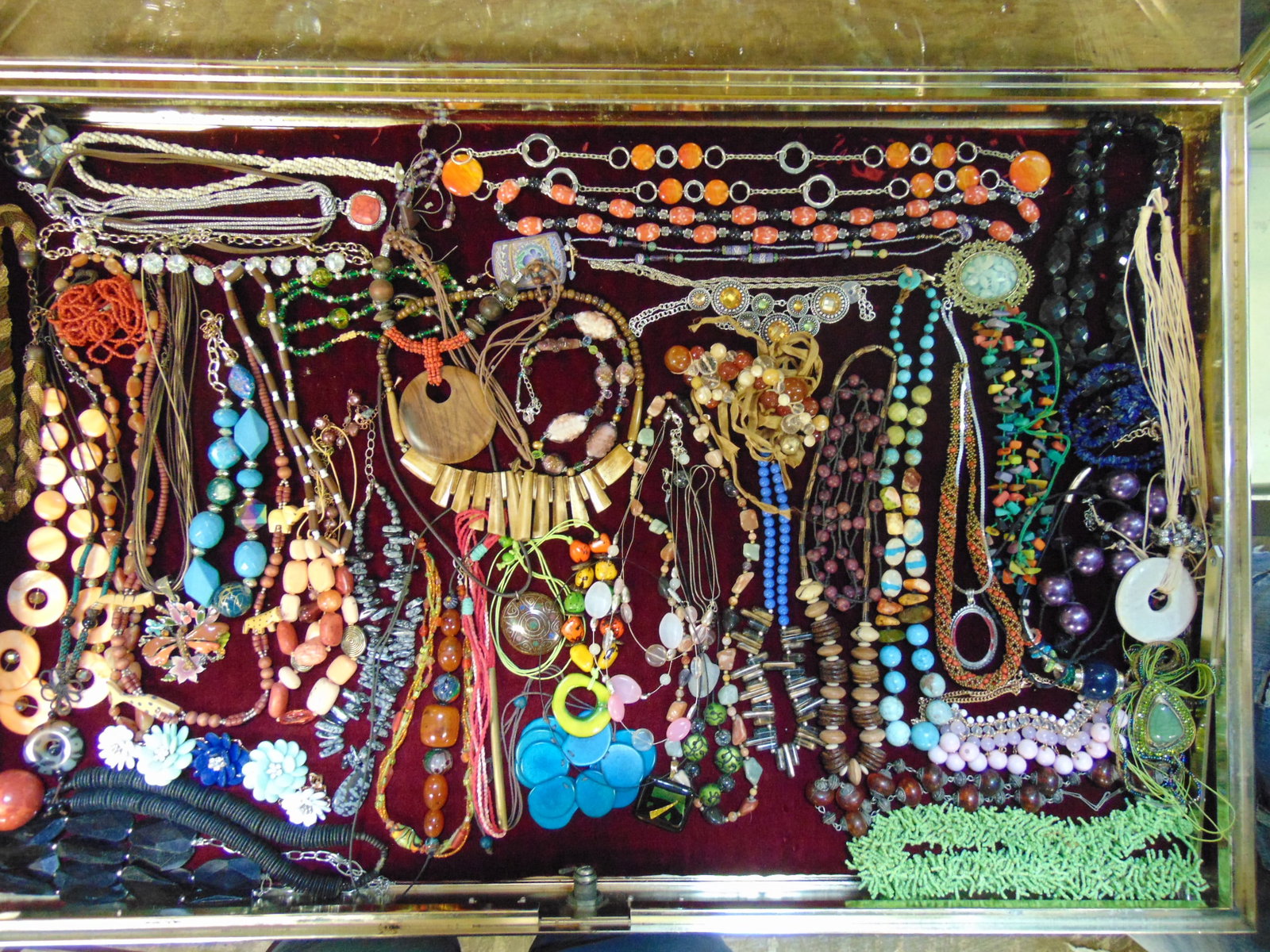 Large collection of costume necklaces to include beads, stones, tribal, & other: Large collection of costume necklaces to include beads, stones, tribal, & other