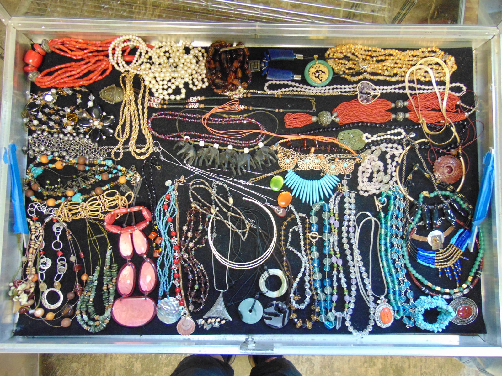 Large collection of costume jewelry to include necklaces to include gold filled; plastic, beads, (1 of 13)