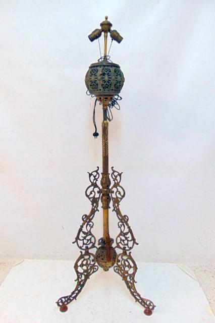 Piano lamp, 19th Century floor lamp, decorative base, wiring as is, no shade, height is 58" (1 of 5)