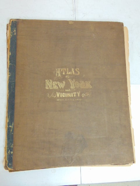 New York & Vicinity Atlas, Beers, Ellis & Soule, loose binding, 1868, cover page has tears, loss, as (1 of 7)