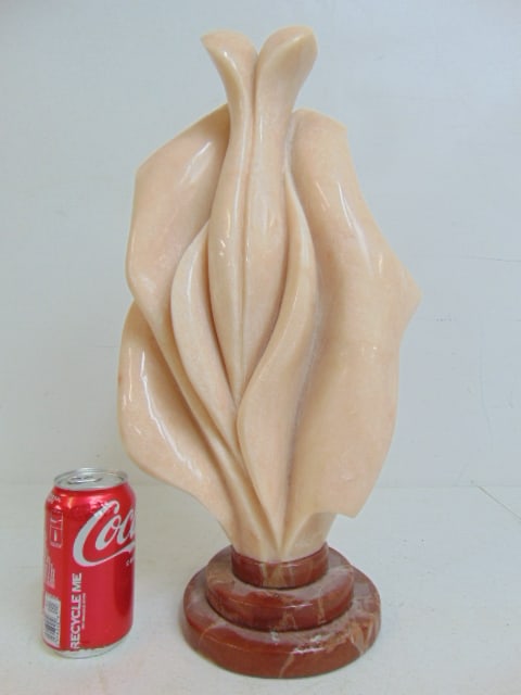 Pink marble sculpture by Anthony Gennarelli, on marble base, height is 18" (1 of 4)