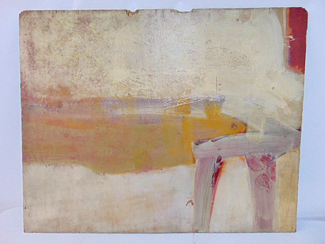 Painting, Abstract, by Bob Boernstein, oil on wood board, some loss upper margin, 36" by 45.25" (1 of 5)
