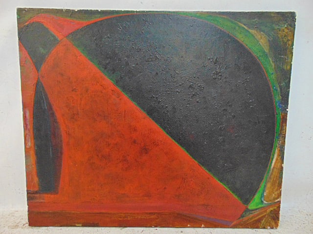 Painting, abstract in red & black, by Bob Boernstein, oil on canvas, dated 1984, 30" by 36" (1 of 6)