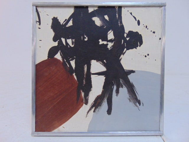 Painting, "Brown and Umber on White", William McDonough, oil on canvas, 8" by 8" (1 of 2)