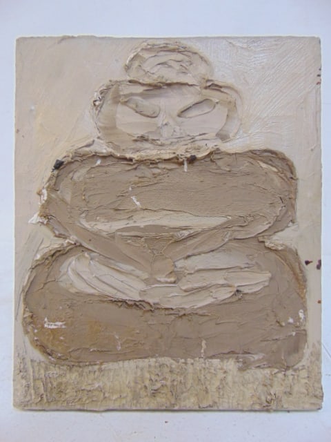 Painting, figure, untitled, unsigned, att. to William McDonough, thick layered paint on canvas, 11" (1 of 2)
