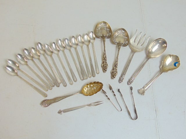 Lot sterling silver flatware, Jensen, Royal Danish, set spoons, more, 32.5 troy (1 of 6)