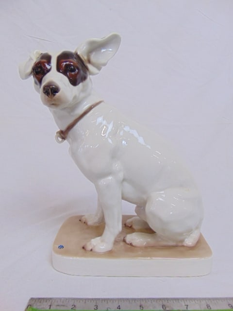 Willy Zugel for Nymphenburg porcelain Jack Russell terrier, base is 9" by 5", height is 12 3/8", in (1 of 7)