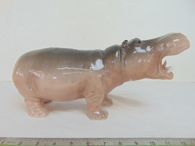 Porcelain Royal Copenhagen Hippopotamus, good condition, 13.5" long, height is 7.25" (1 of 5)