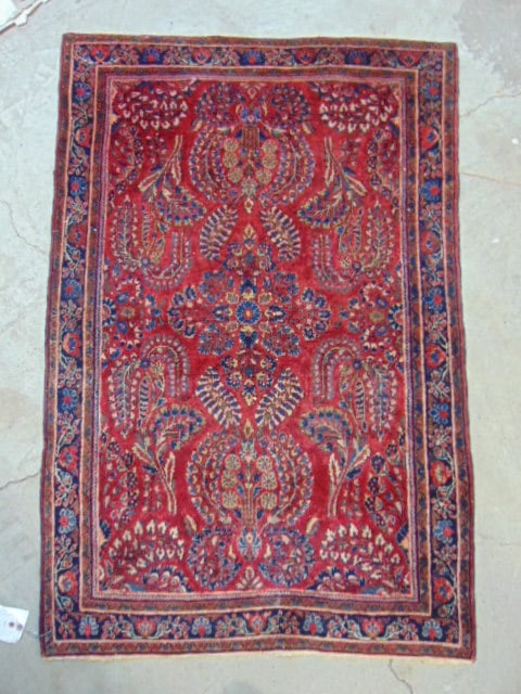 Persian scatter rug, Sarouk, deep red, 58" by 40" (1 of 4)