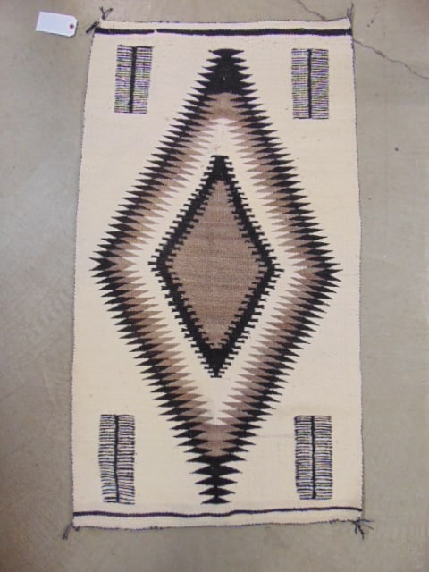 Woven Navajo rug, geometric pattern, 51" by 29.5" (1 of 4)