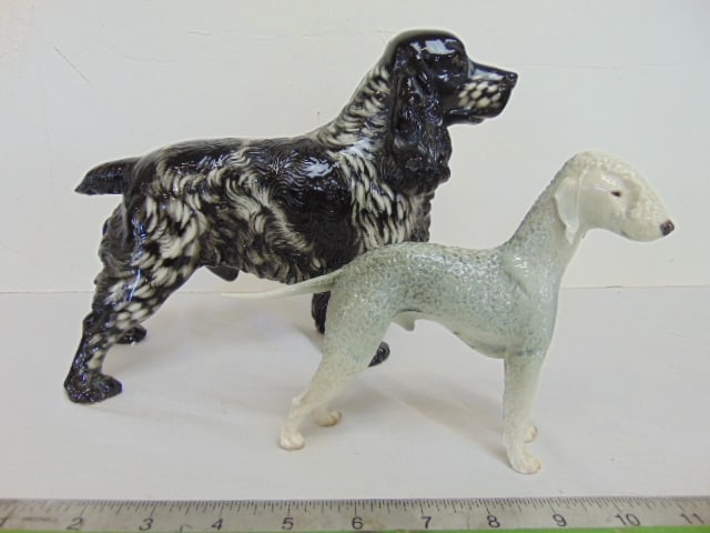 2 porcelain dogs by Nymphenburg, West Germany, Cocker Spaniel 10.5" long, 8" tall & Bedlington (1 of 8)