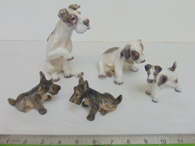 5 porcelain dogs, Terriers, all by Dahl Jensen, largest figurine is 6" tall (1 of 13)