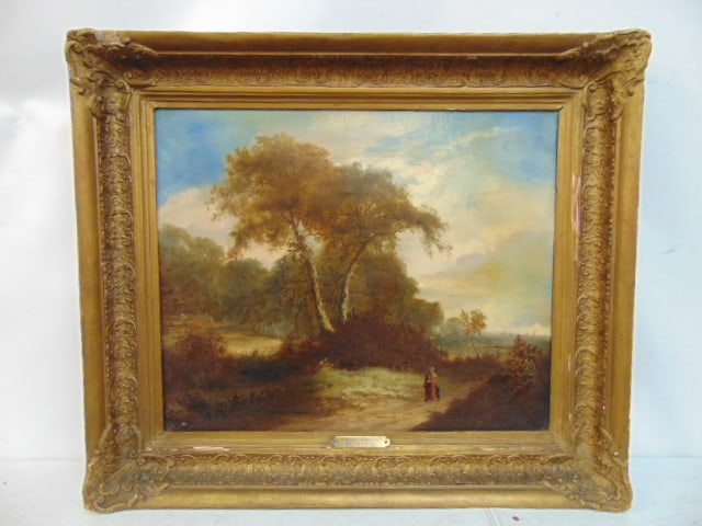 Painting, "Homewards", by H. Bond, oil on canvas, relined, canvas unsigned, artist info on brass (1 of 6)