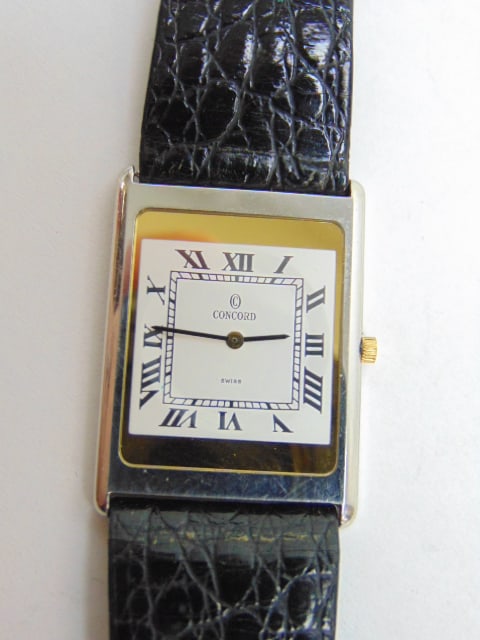 Jewelry. Vintage Concord men's wristwatch, Concord Delirium rectangular ultra thin quartz watch, (1 of 5)