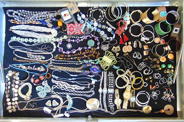 Large lot of costume jewelry including fashion watches; necklaces; bracelets; earrings; & other (1 of 11)