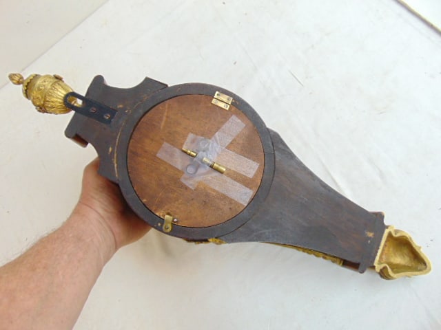 Mathieu Planchon French wall clock, inlaid case with bronze trim, decorations, enameled dial, marked - 7