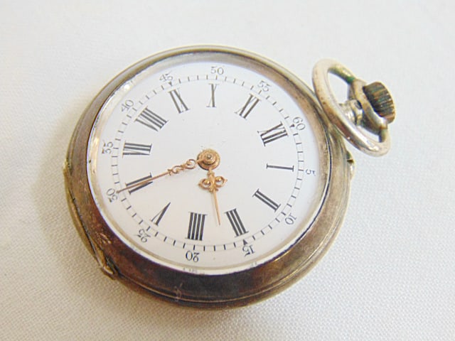 Silver ladies pocket watch, French (?), not running (1 of 4)