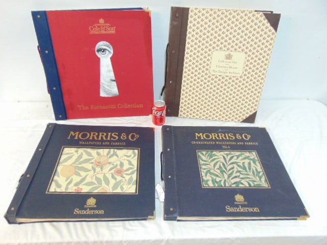 4 large folders with wall paper designs, "Cole & Son, The Fornasetti Collection", 2 books Morris & (1 of 15)