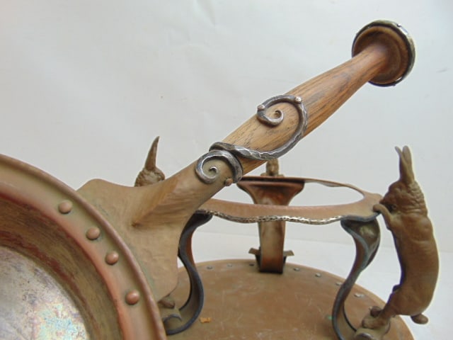 Rare Joseph Heinrich "Rabbit"copper & silver chafing dish, hammered copper with silver trim, dish - 10