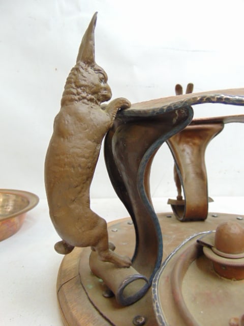 Rare Joseph Heinrich "Rabbit"copper & silver chafing dish, hammered copper with silver trim, dish - 8
