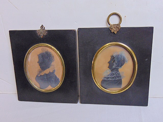 Two early silhouettes, "Hanna Soul" (?), 5 5/8" by 4 7/8" & portrait of a woman, writing on back is (1 of 6)