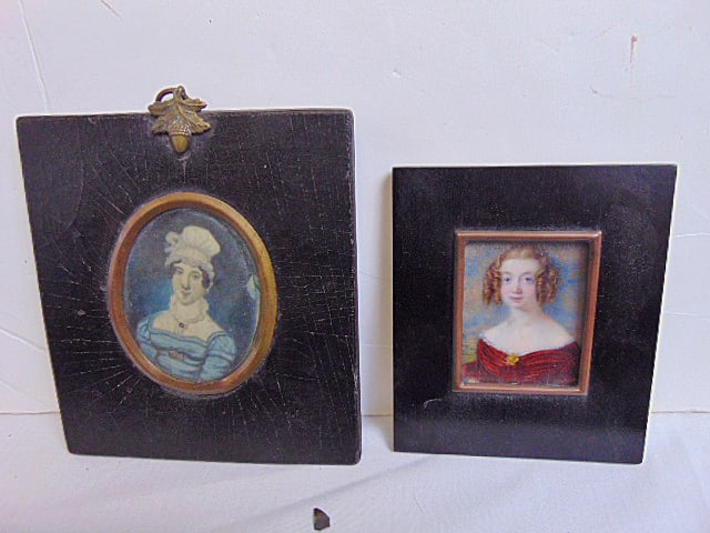 2 miniatures, portrait of J.M Roper, born 1812, died 1863, 4.75" by 4" & small portrait lady with (1 of 5)