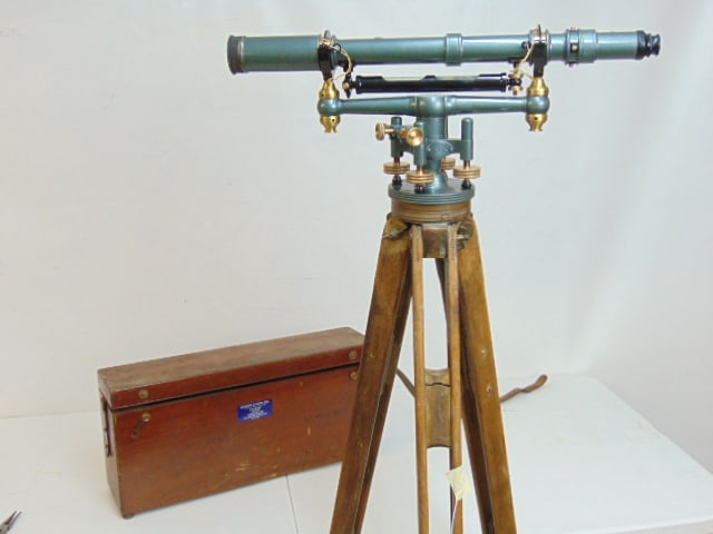 Gurley Transit in case with tripod, #5208, in excellent condition, solid brass construction with (1 of 8)