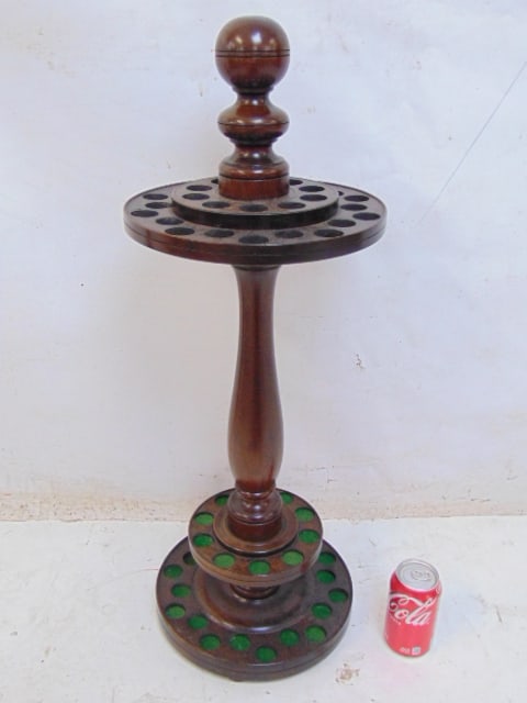 Rotating walnut cane stand, holds 30 canes, 11.25" wide, height is 29.5" (1 of 1)