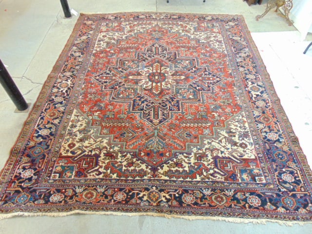 Persian carpet, Heriz, in red, rug is 10' by 8'3" (1 of 5)