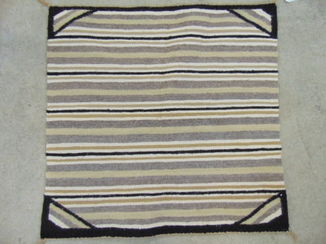 Small Navajo weaving, black white & beige, 32.5" by 32.5" (1 of 4)