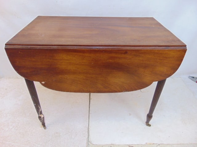 Antique drop leaf pembroke table, 36" by 22", fake drawer fronts on both sides, height is 28.5" (1 of 4)