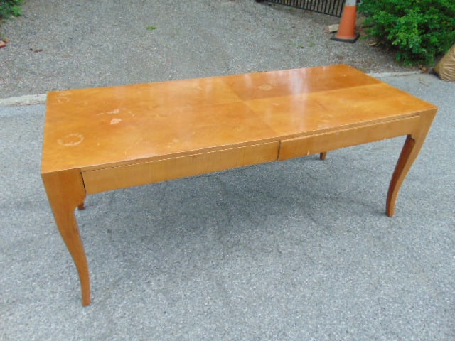 Two drawer Italian desk, writing table, few small venner chips on drawer, top shows some stains, (1 of 5)