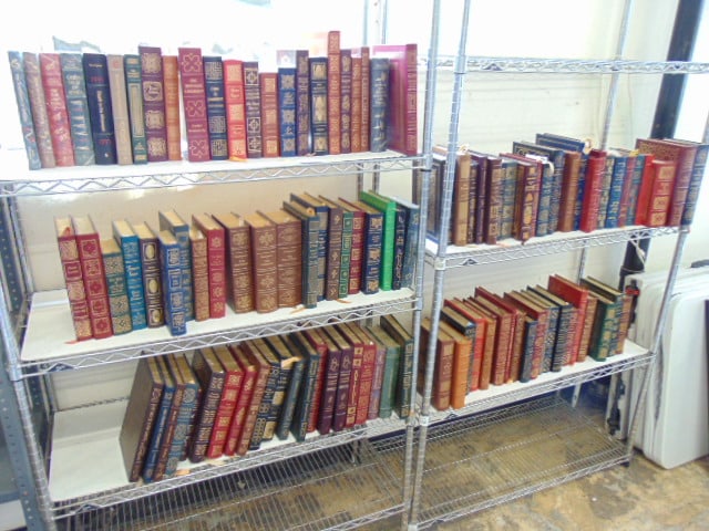 Large lot of leather bound books, collector editions, novels, many famous titles, Treasure Island, (1 of 15)
