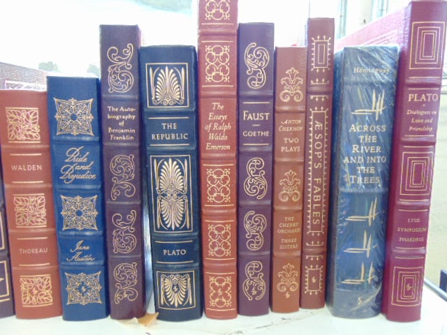 Large lot of leather bound books, collector editions, novels, many famous titles, Treasure Island, - 2