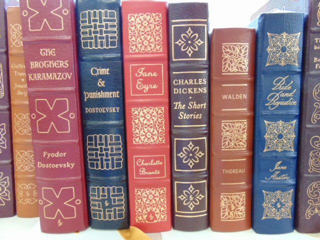 Large lot of leather bound books, collector editions, novels, many famous titles, Treasure Island, - 3