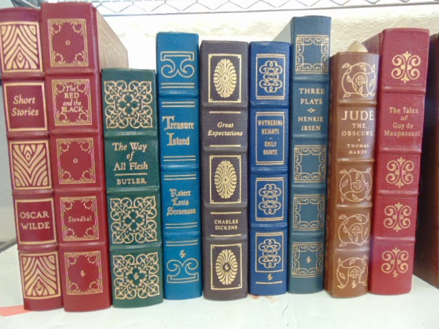 Large lot of leather bound books, collector editions, novels, many famous titles, Treasure Island, - 4