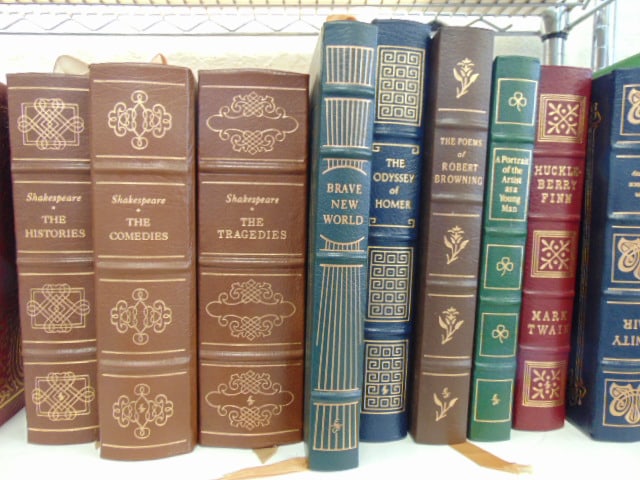 Large lot of leather bound books, collector editions, novels, many famous titles, Treasure Island, - 5