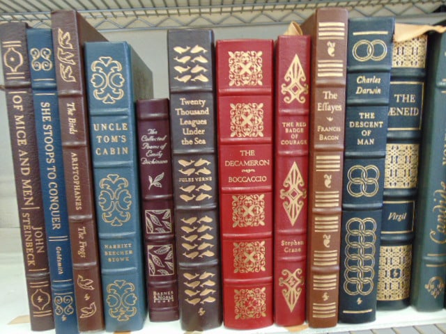 Large lot of leather bound books, collector editions, novels, many famous titles, Treasure Island, - 6