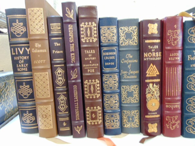 Large lot of leather bound books, collector editions, novels, many famous titles, Treasure Island, - 8