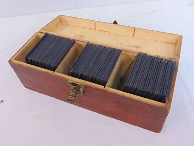 Box with glass negatives, various subjects, people, places, landscapes, locations unknown: Box with glass negatives, various subjects, people, places, landscapes, locations unknown