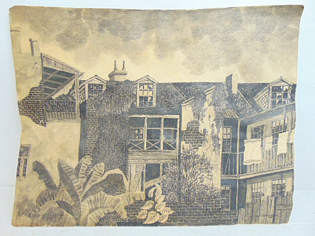 Drawing, "Rear 1233 Decatur Street, French Quarter, NOLA, signed N.M. Vanderwall, , 22" by 28", (1 of 5)