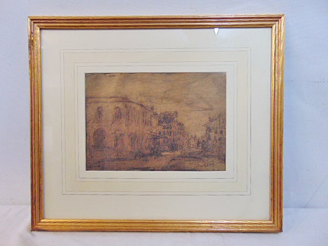 Drawing, New Orleans street scene, John (Jack) Long, pen & wash drawing, 7.25" by 10.5", framed size (1 of 4)