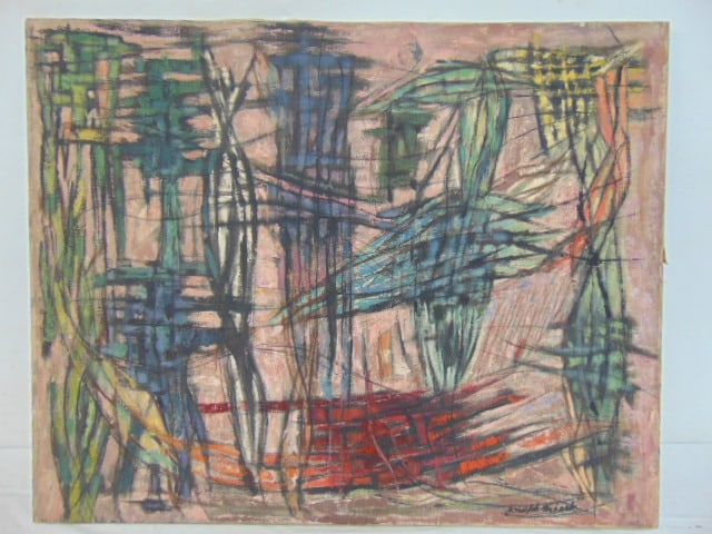 Painting, abstract scene, Joseph Meert, oil on canvas, 24" by 30" (1 of 4)