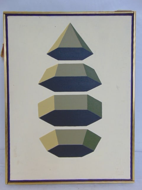 Painting, "Telespective CXXII", signed (reverse) Adrian Murphy, geometric abstract, oil on canvas,: Painting, "Telespective CXXII", signed (reverse) Adrian Murphy, geometric abstract, oil on canvas, 25.25" by 19.25" (24" by 18" canvas)