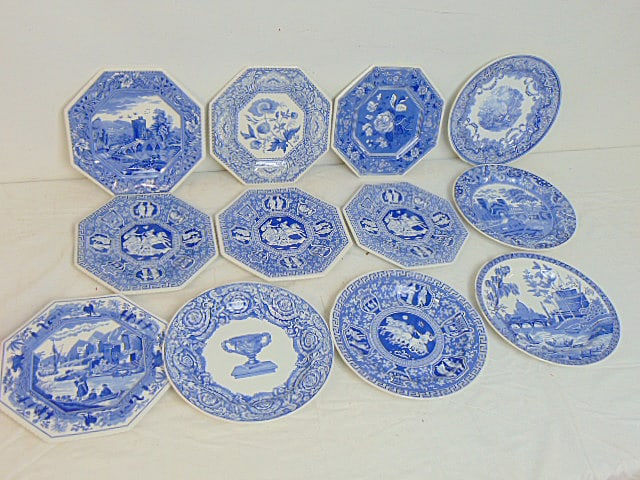 Lot Blue & white plates, 7 octagonal "The Spode Blue Room Sutherland Collection" & 5 round, round (1 of 6)