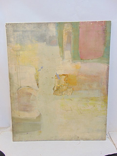 Painting, abstract, with heavy applied paint, Bob Boernstein, oil on canvas, 46.25" by 38", has (1 of 4)