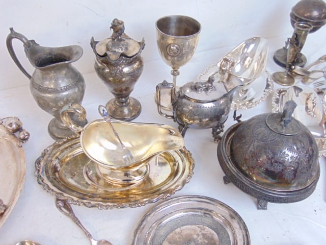 Large lot silverplate hollowware & flatware, huge lot (1 of 4)